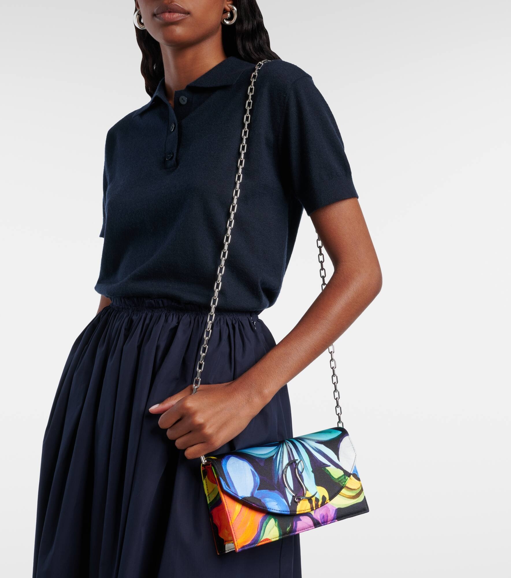 Loubi54 CL floral satin clutch - 6