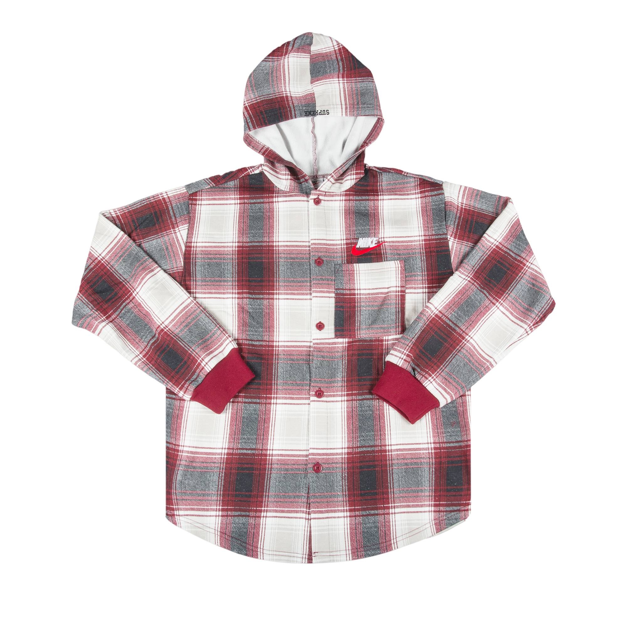 Supreme x Nike Plaid Hooded Sweatshirt 'Burgundy' - 1