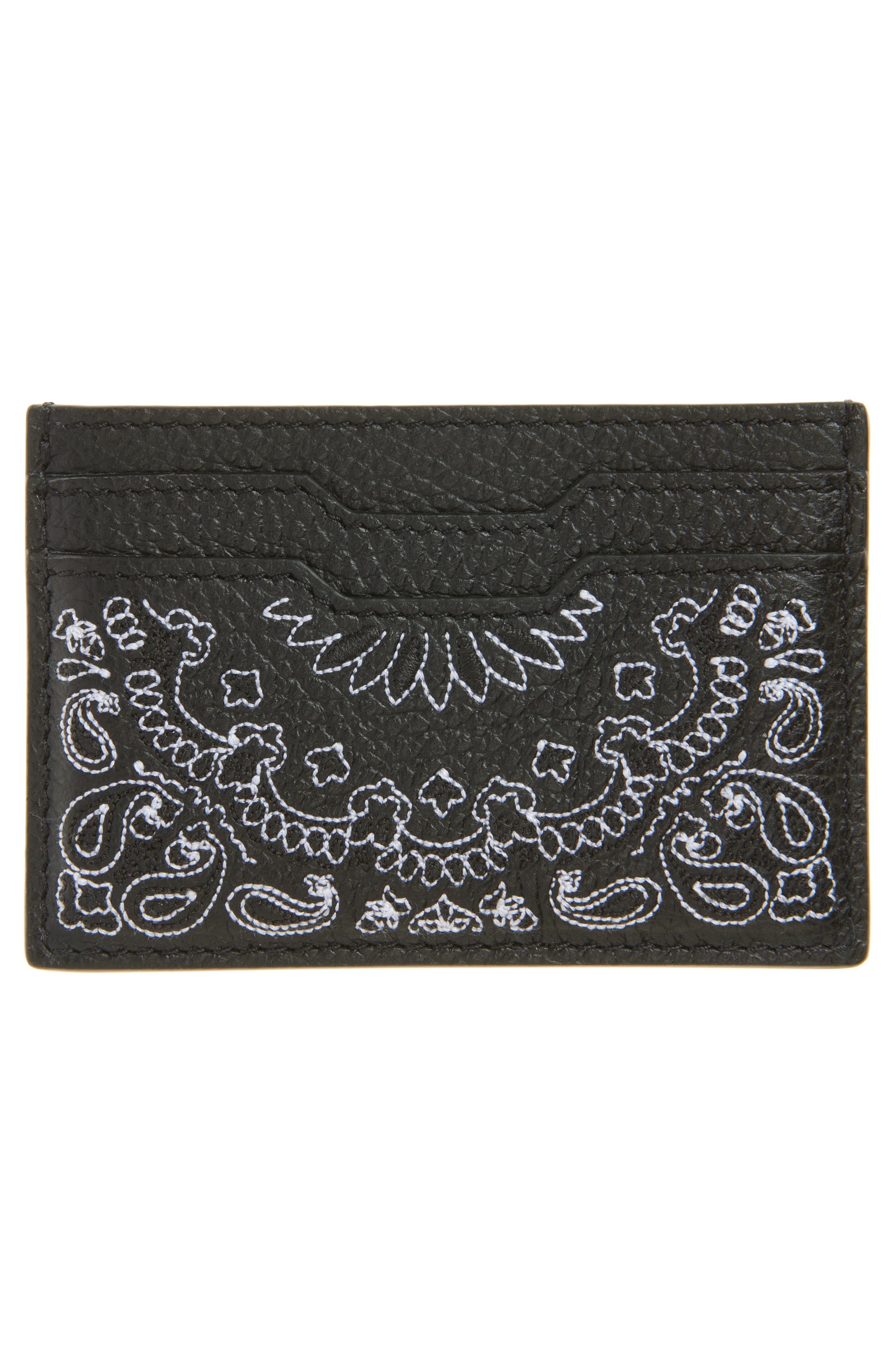 AMIRI Bandana Embroidered Leather Card Case in Black at Nordstrom - 2