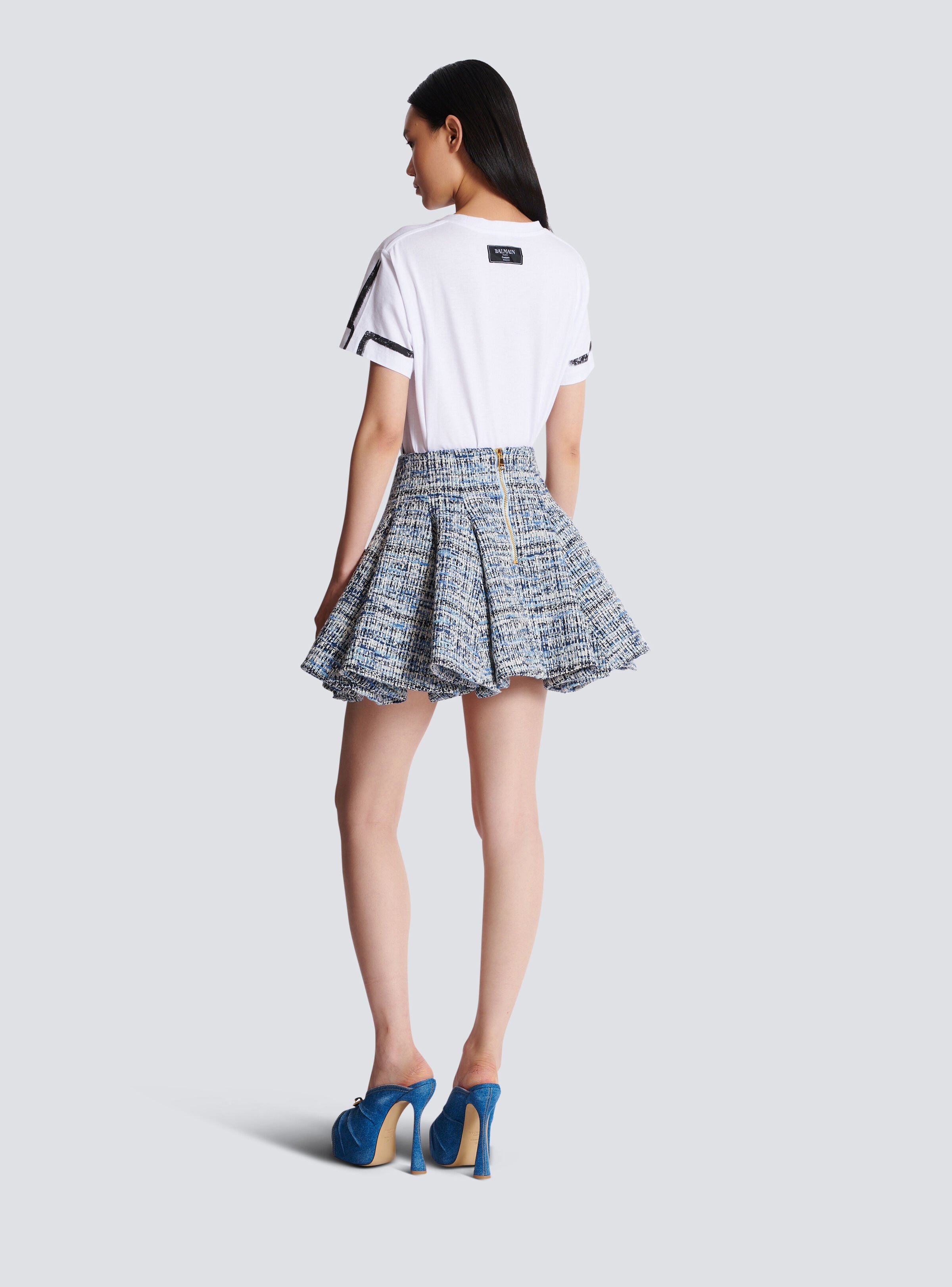 Pleated flared tweed skirt - 4