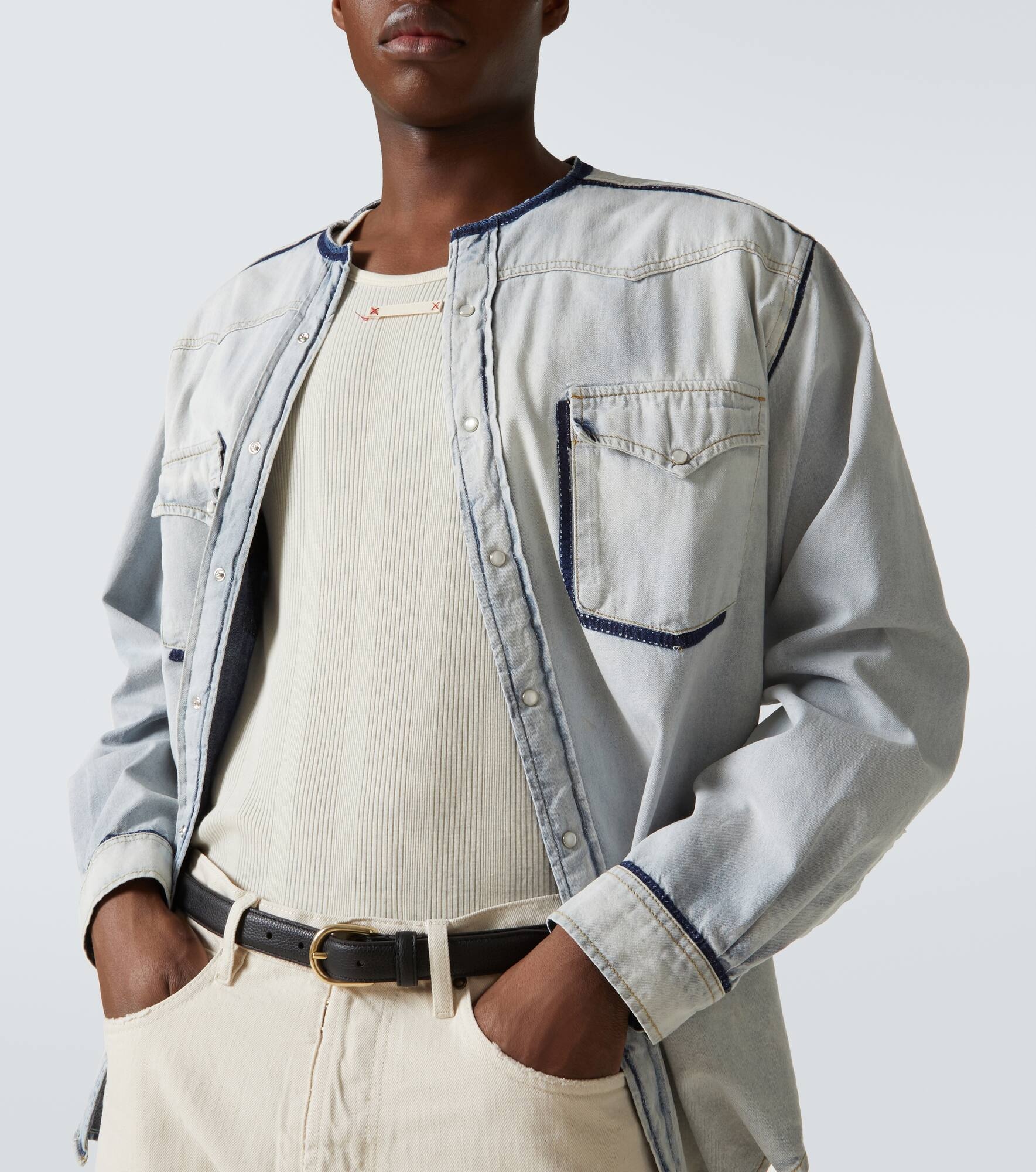 Embellished denim overshirt - 5