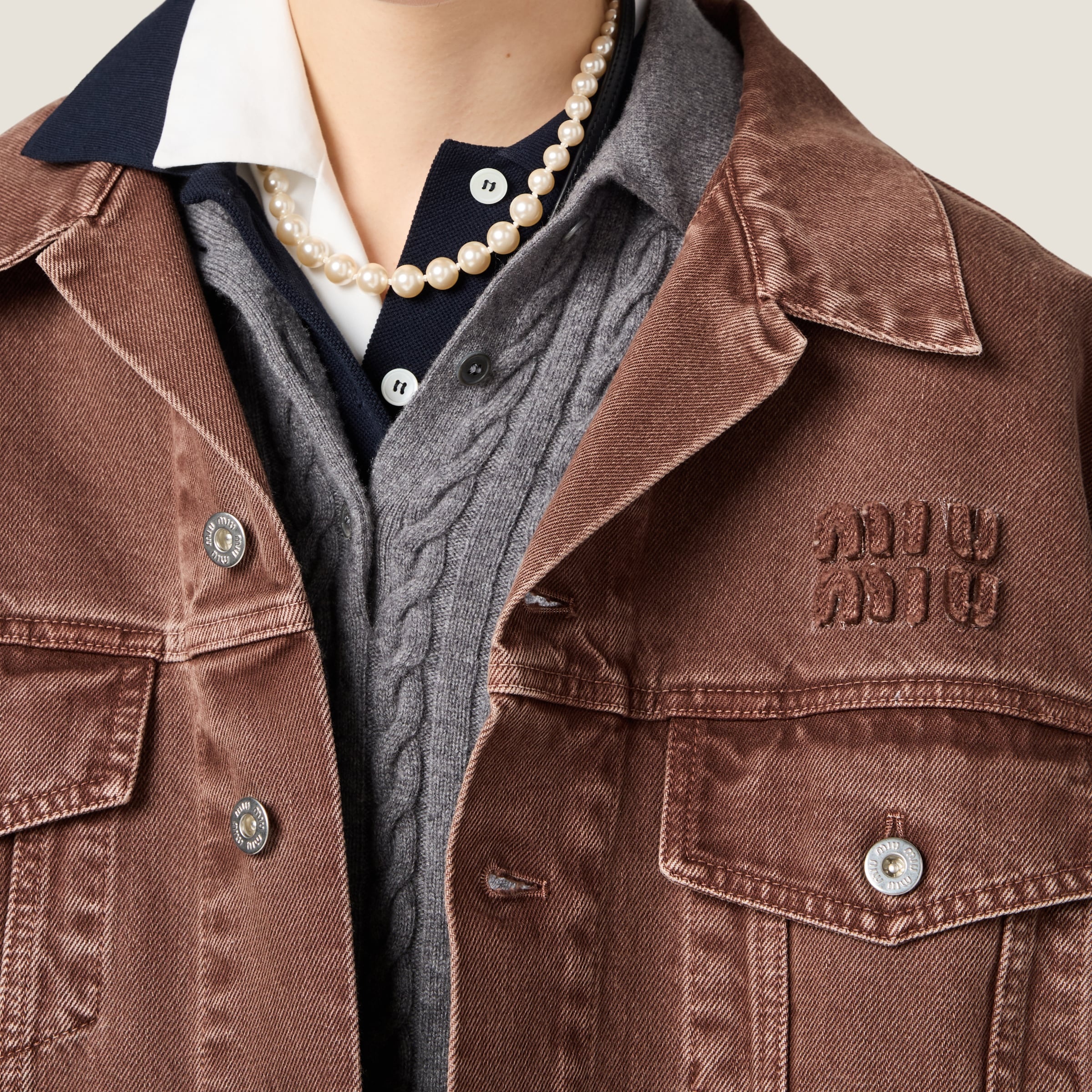 Garment-dyed denim blouson - 4