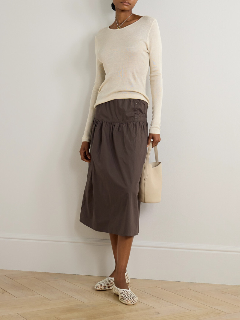 DEIJI STUDIOS Gathered Organic Cotton-poplin Midi Skirt outlook
