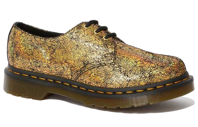 (WMNS) Dr. Martens 1461 Metallic Leather Oxford Shoes 'Iridescent Crackle - Gold' 25729710 - 2