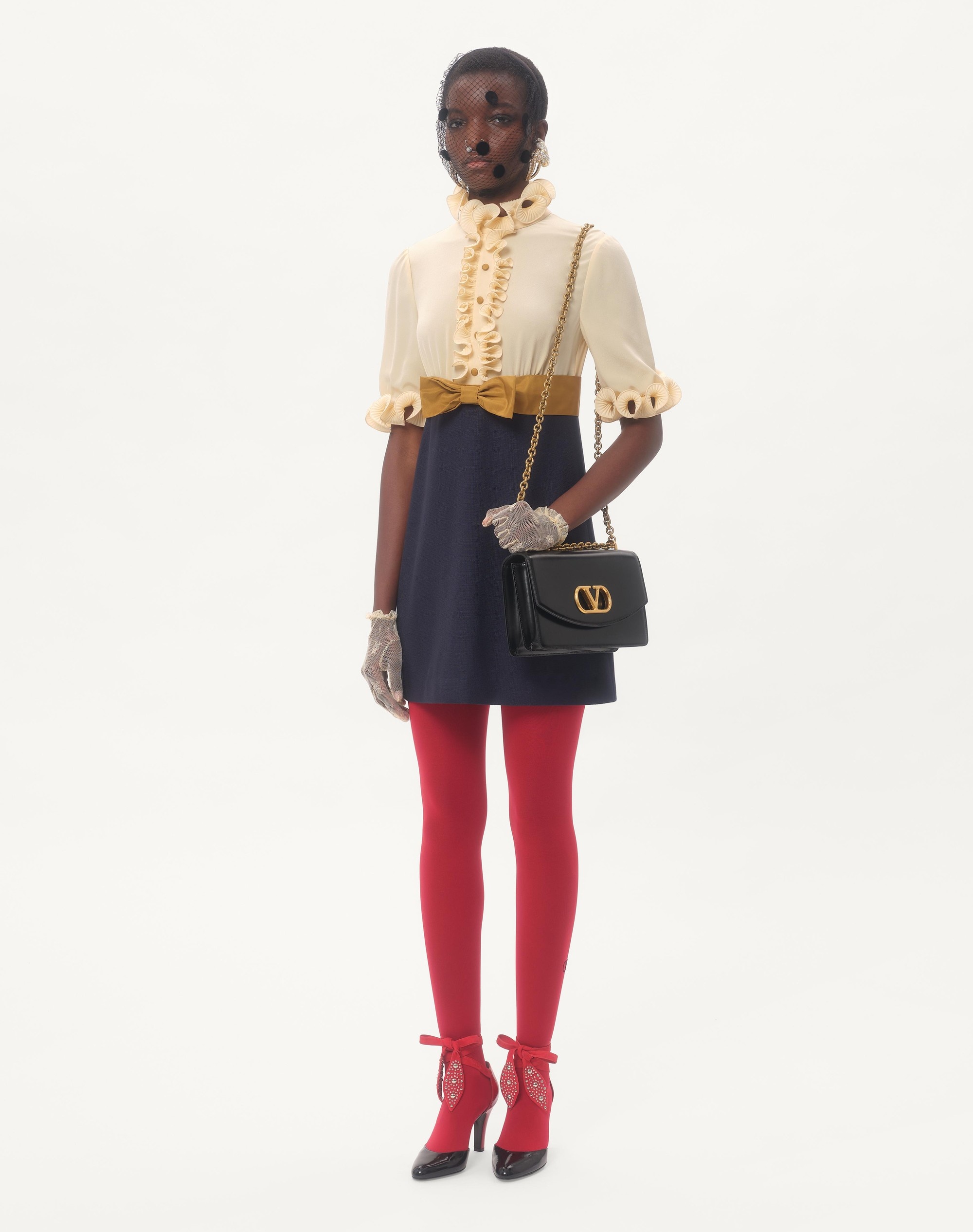 CREPE DE CHINE AND VISCOSE SHORT DRESS - 2