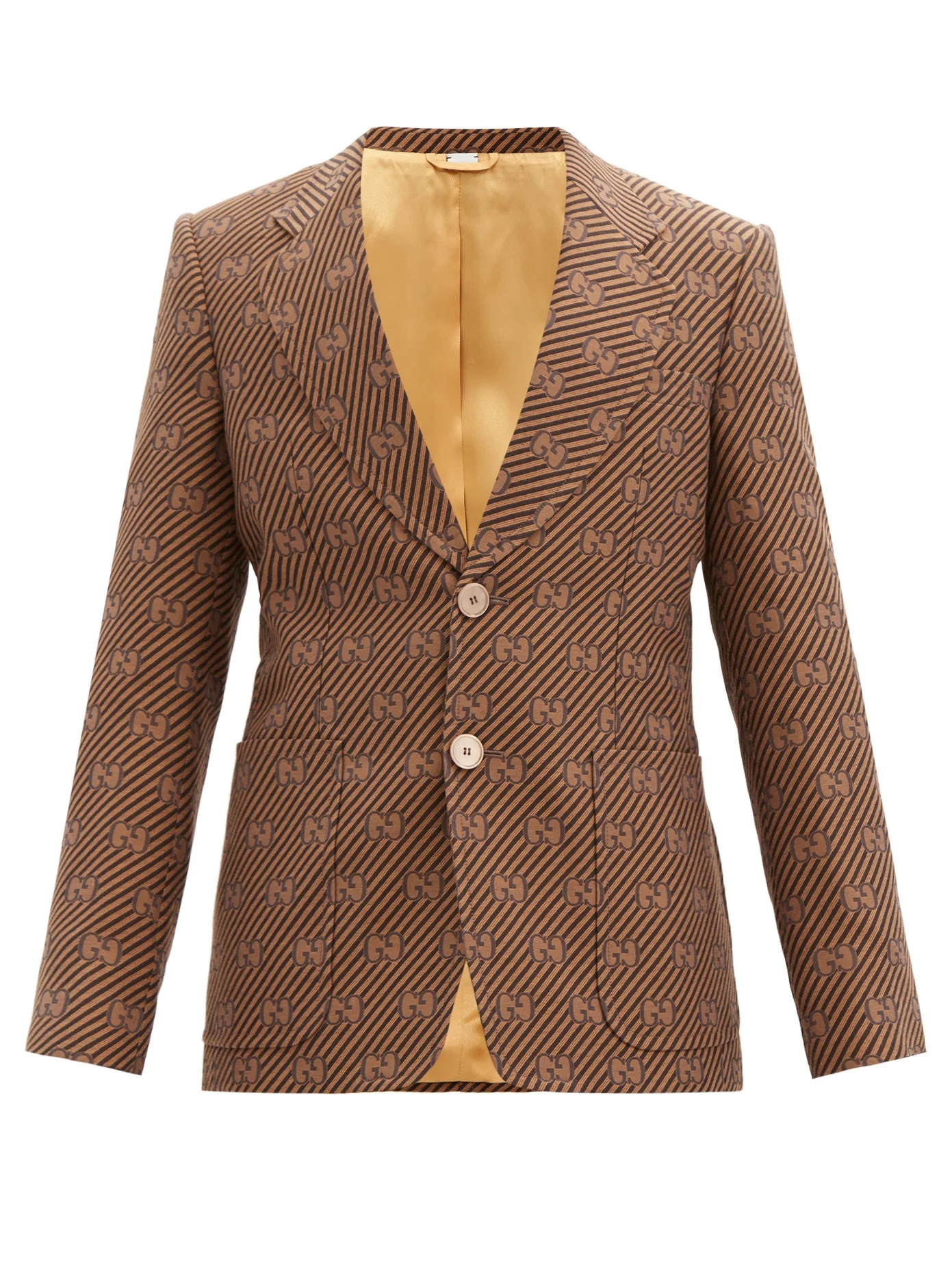 Single-breasted cotton-blend GG-jacquard jacket - 1