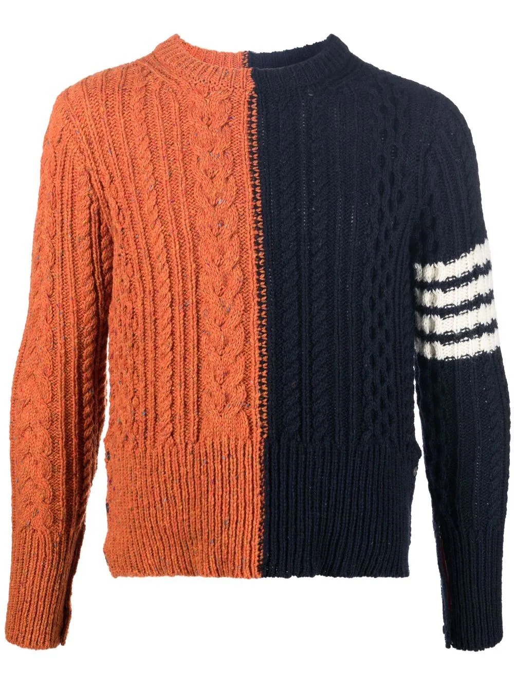 two-tone cable-knit jumper - 1