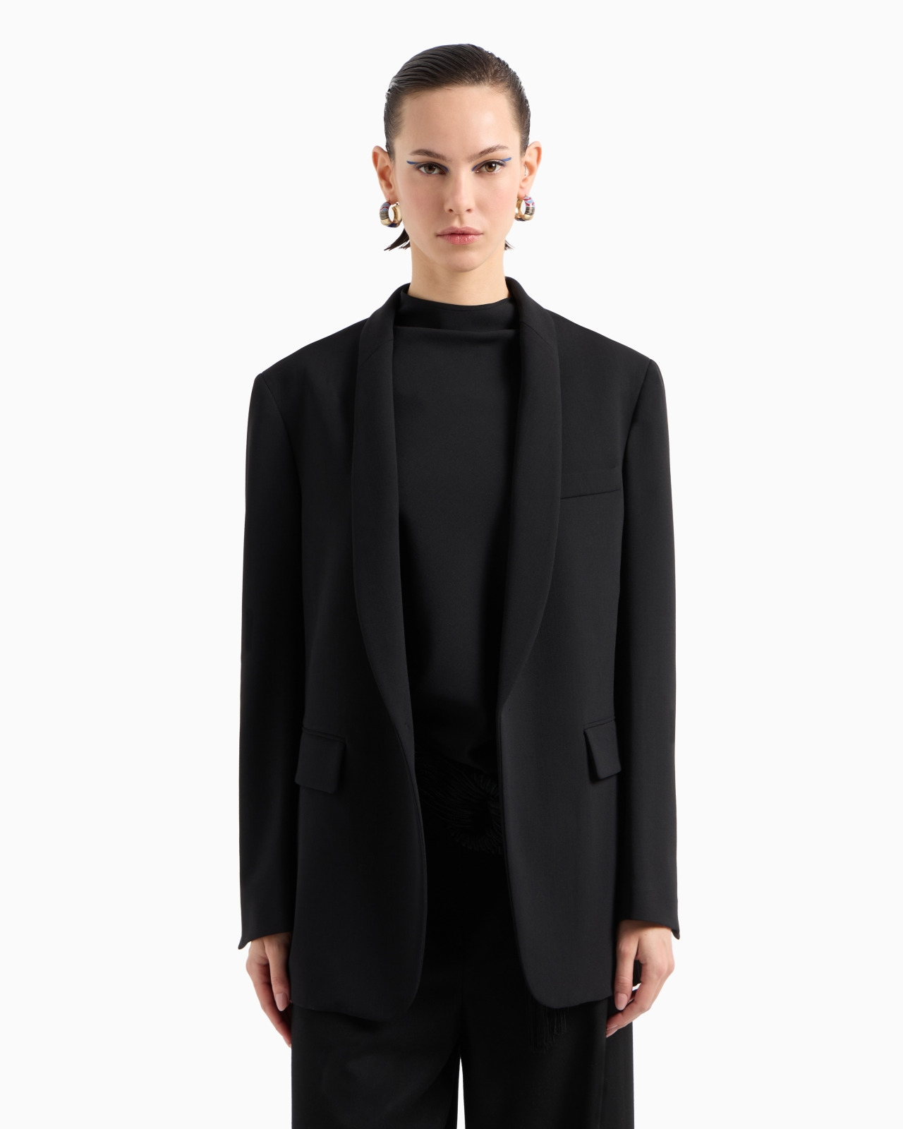 SINGLE-BREASTED JACKET IN STRETCH WOOL BARATHEA - 4