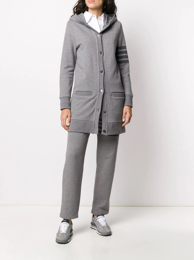 Thom Browne 4-Bar stripe hooded cardi-coat outlook