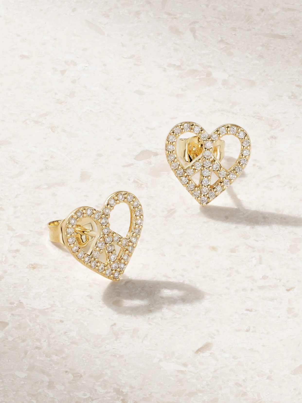 Peace Heart 14-karat Gold Diamond Earrings - 1