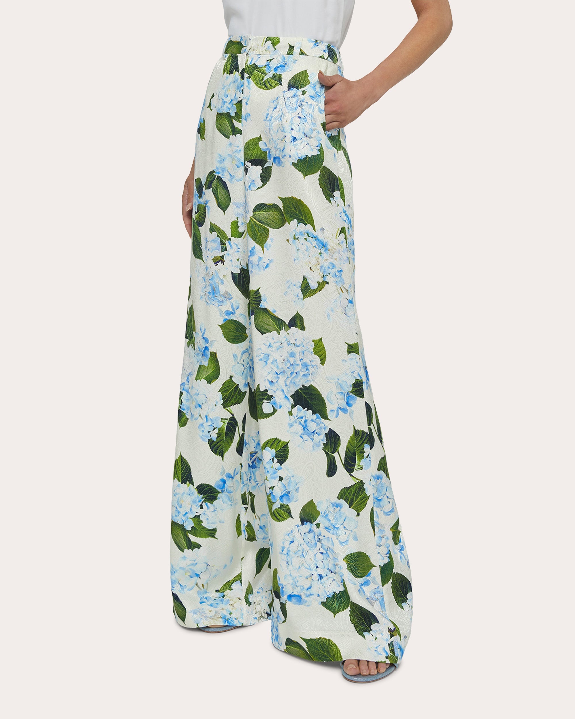 Pilar Satin-Jacquard Wide-Leg Pants - 4