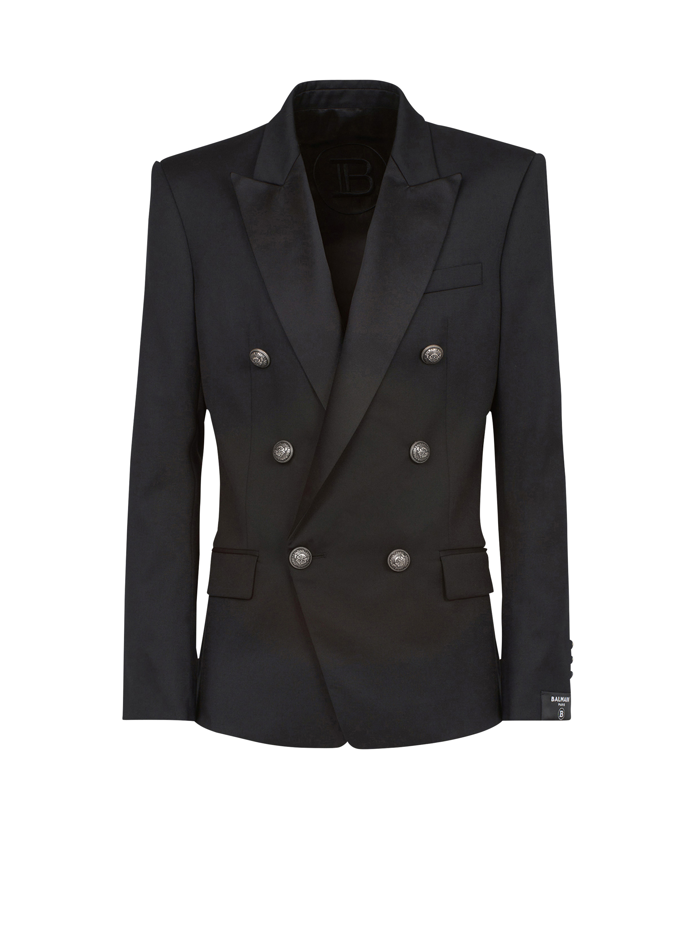 Wool blazer with double-breasted silver-tone buttoned fastening - 1