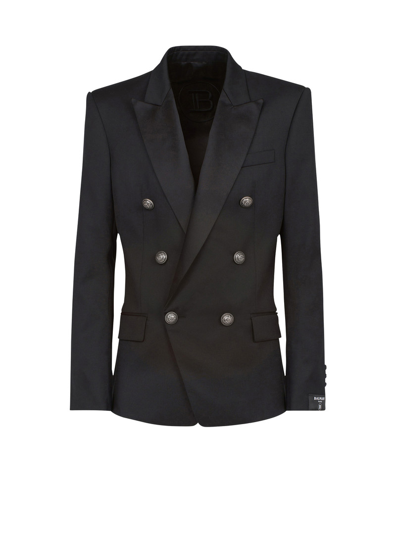 Wool blazer with double-breasted silver-tone buttoned fastening 1