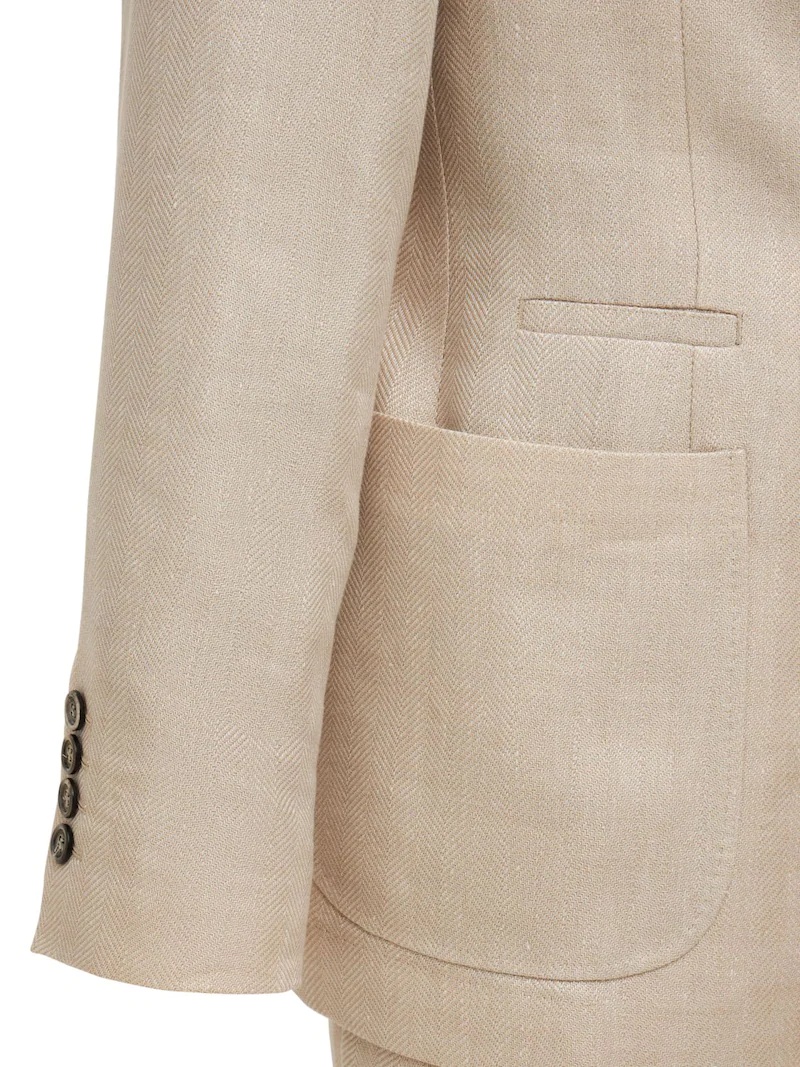 DOUBLE BREAST LINEN BLEND SUIT - 7