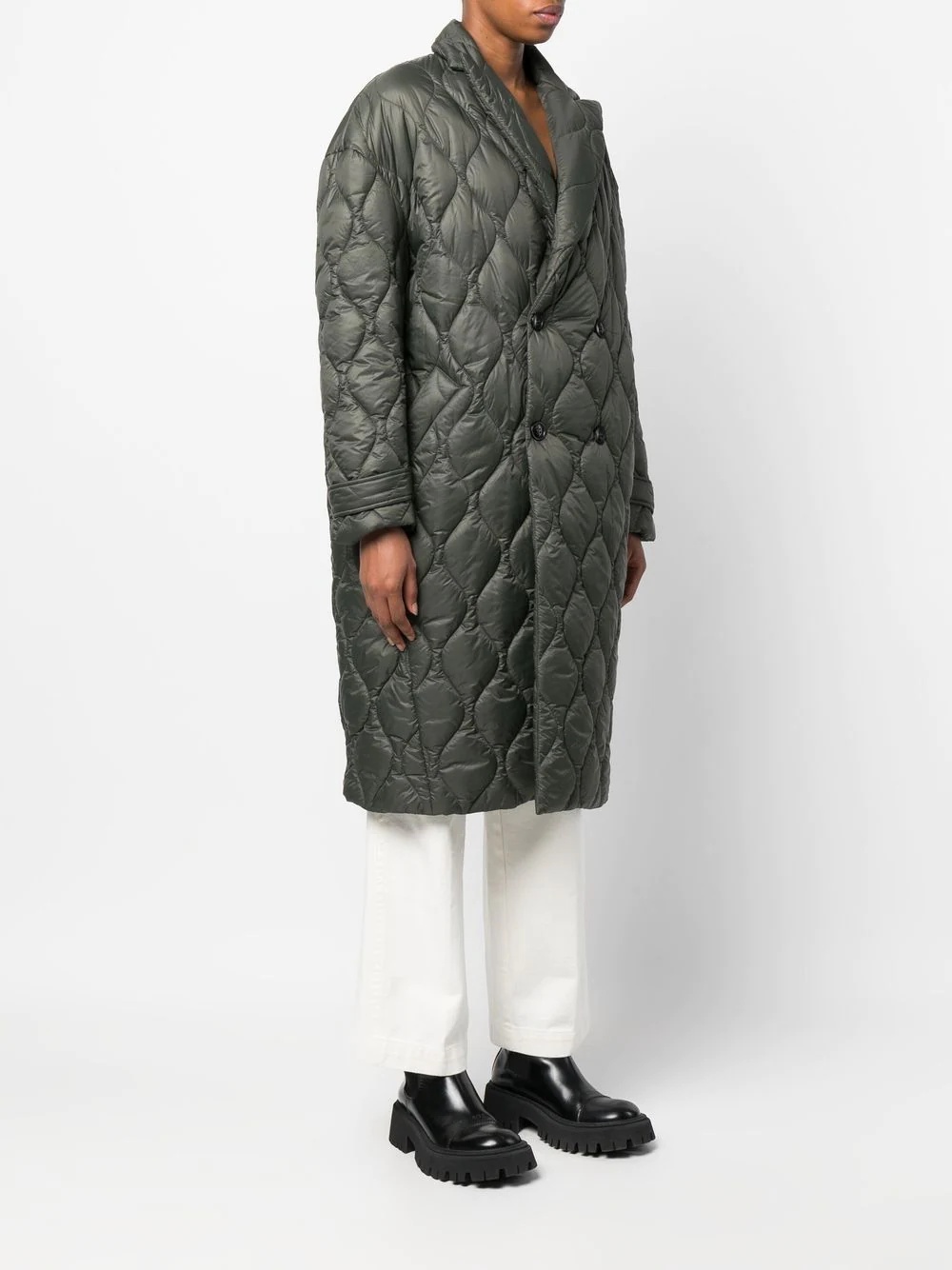 double-breasted quilted coat - 3