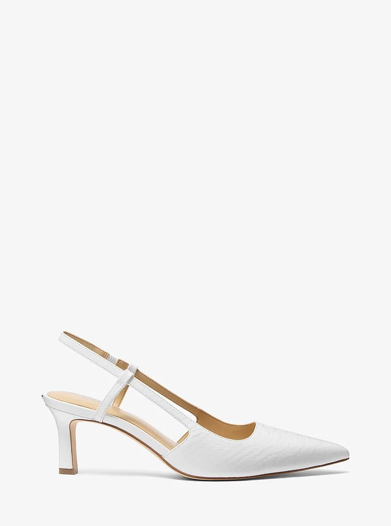 Alora Snake Embossed Leather Slingback Pump - 1