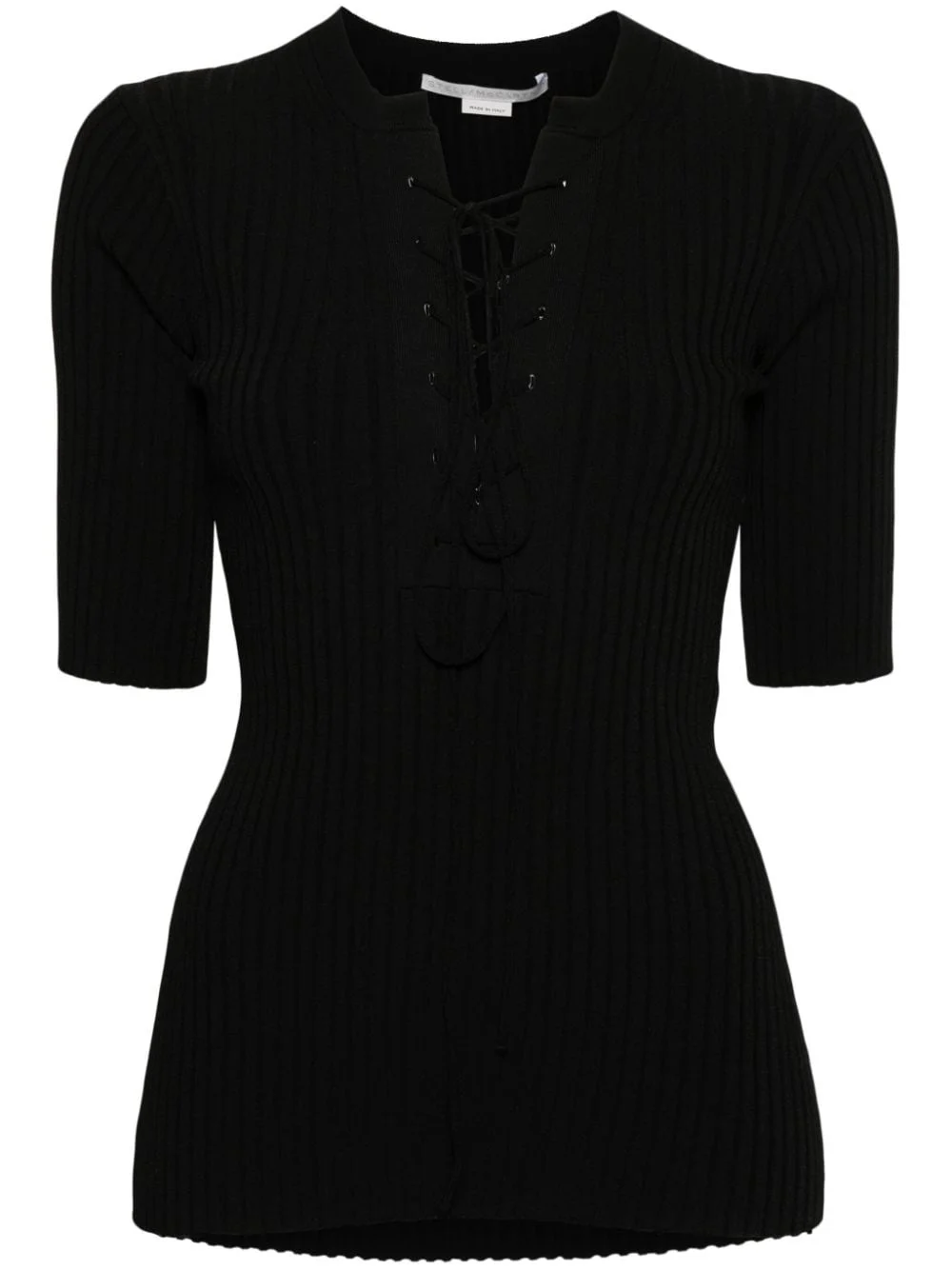 lace-up ribbed top - 1