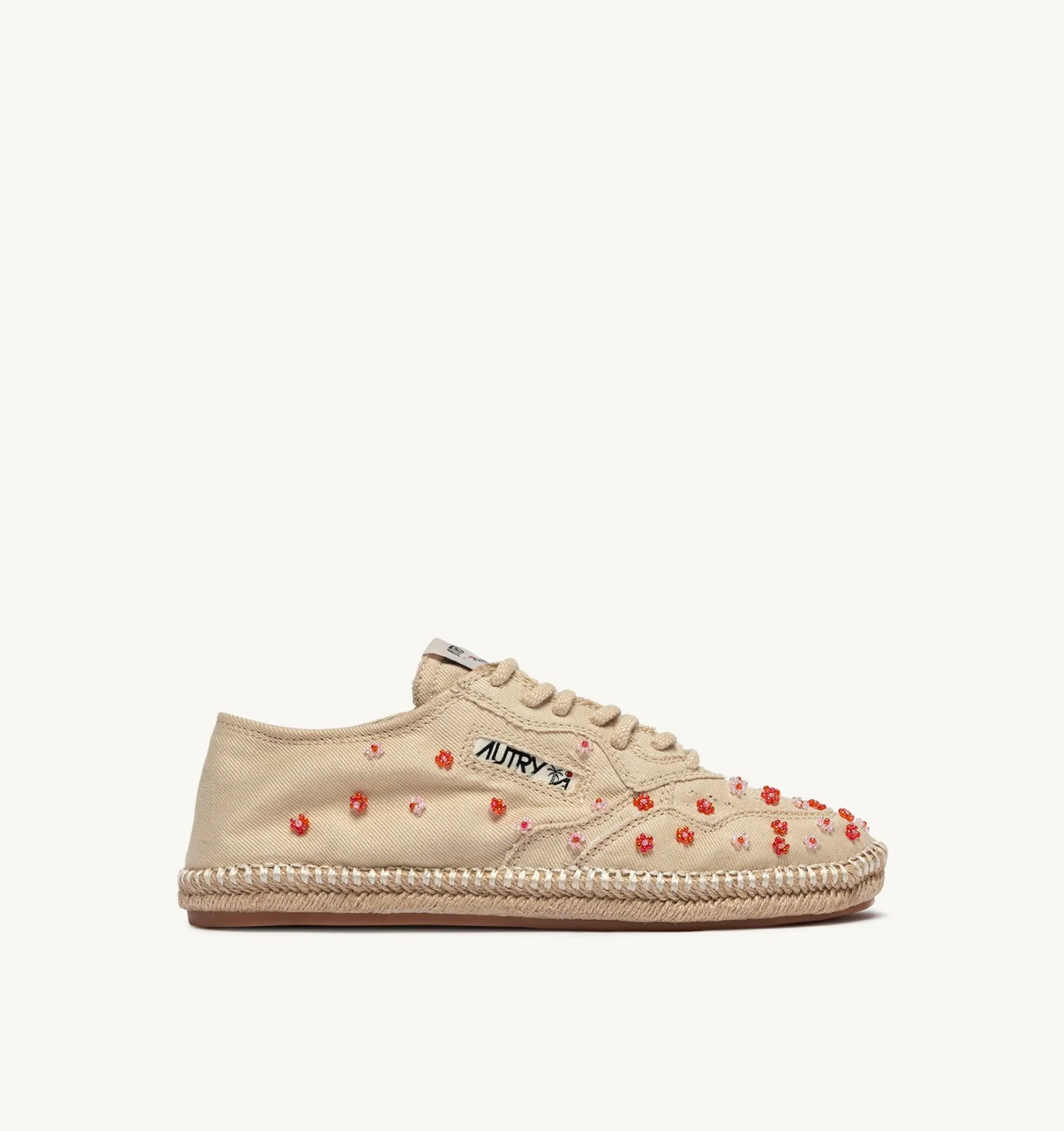 SANDY IN IVORY WHITE AND RED CANVAS WITH BEADS - 1