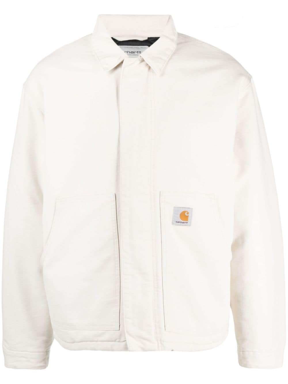 logo-patch padded shirt jacket - 1