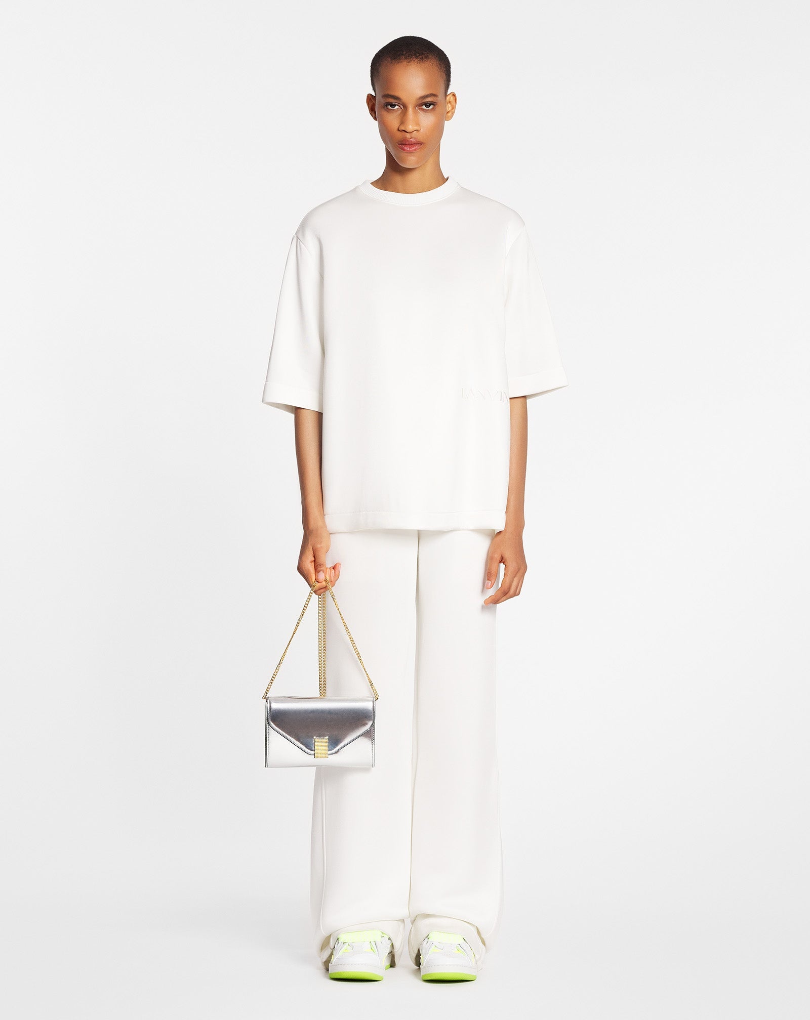 RELAXED FIT LANVIN LOGO TEE IN GLOSSY DOUBLE JERSEY - 2