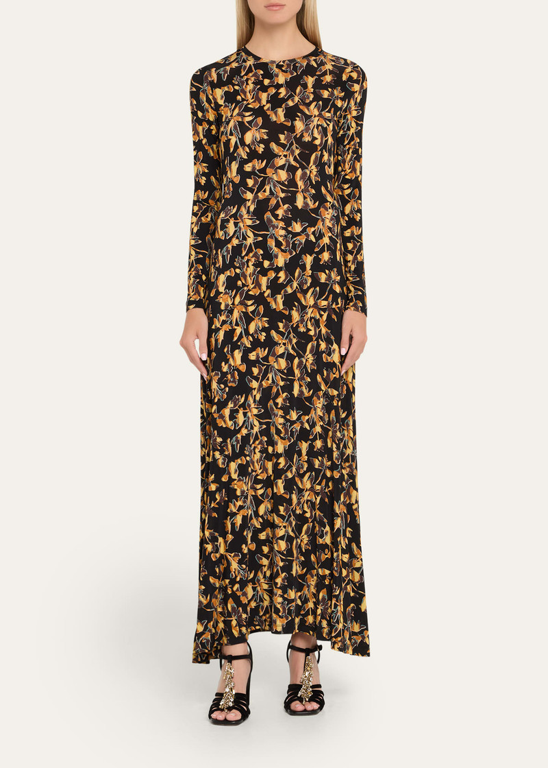 ULLA JOHNSON Amari Floral Long-Sleeve Jersey Dress outlook