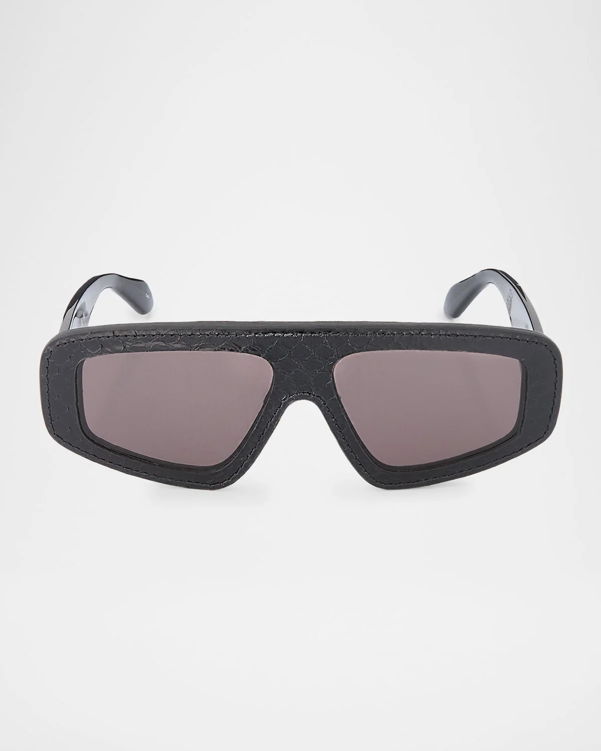 99mm Leather & Acetate Rectangular Sunglasses - 1