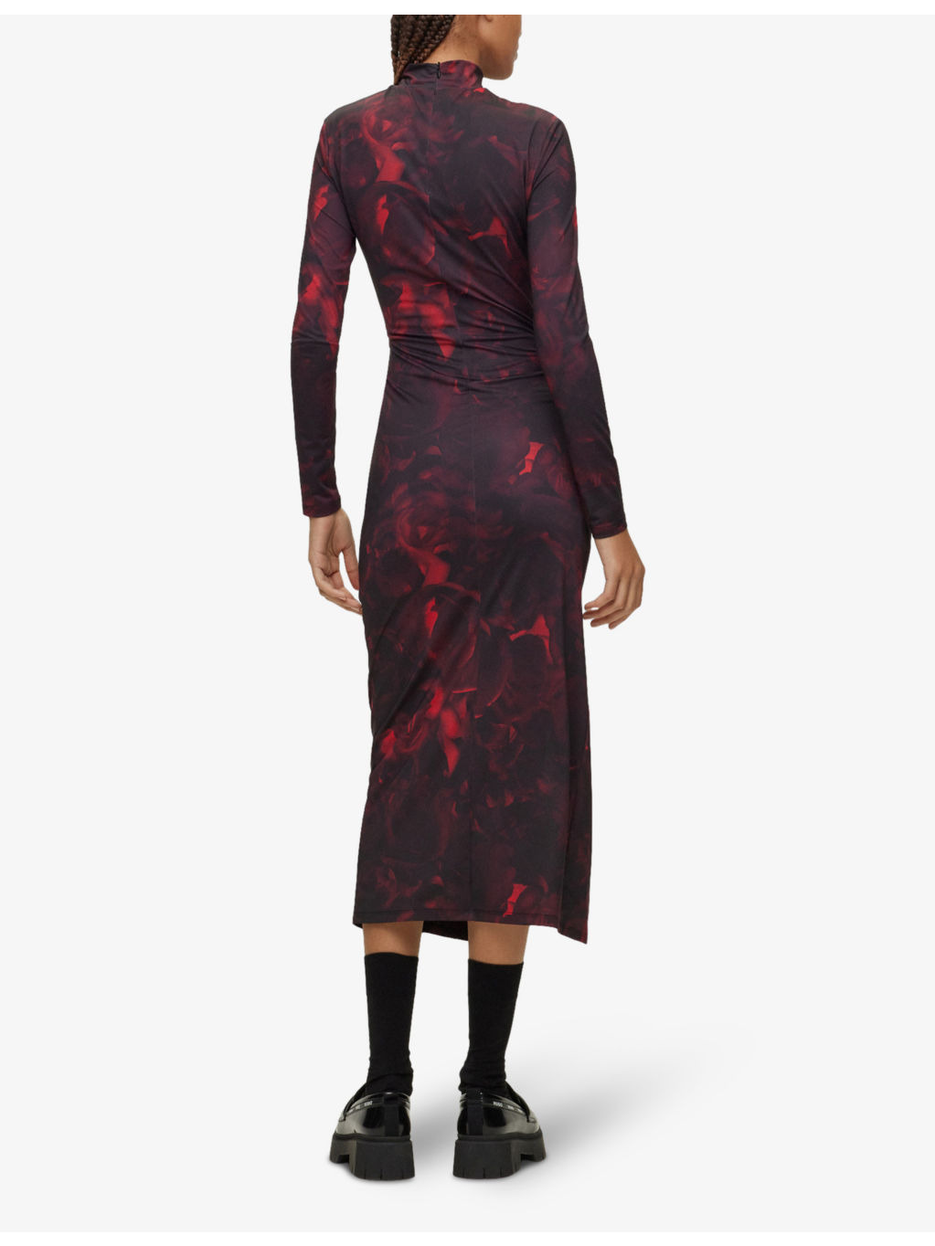 Abstract-print slim-fit midi dress - 4