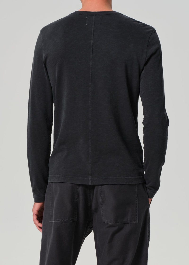 Classic Henley In Washed Black 3