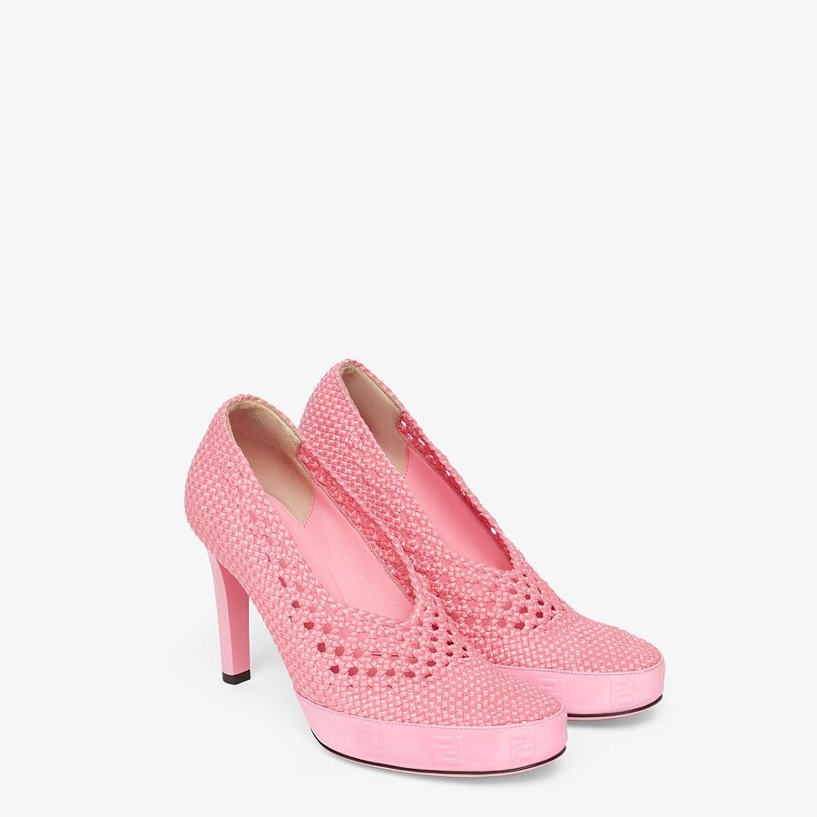 Pink stretch lace pumps - 4