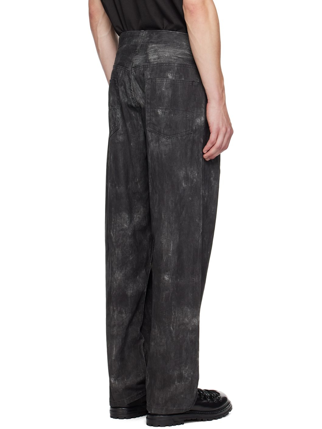 Black Distressed Print RF Jeans - 3