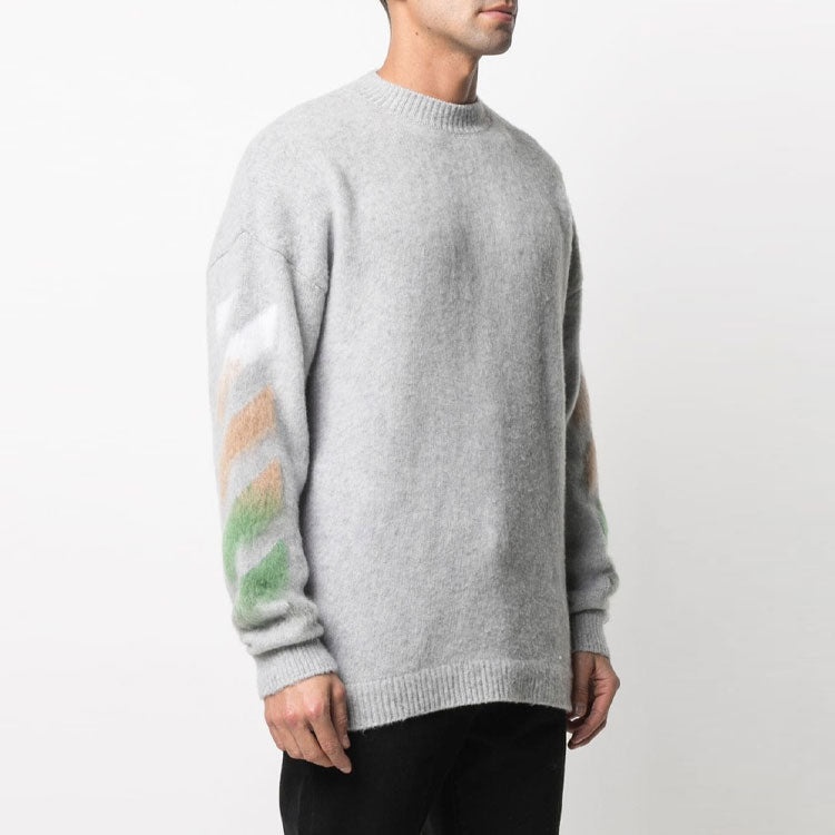 Off-White SS21 Logo Printing Stripe Knit Gray OMHA036R21KNI0017284 - 3