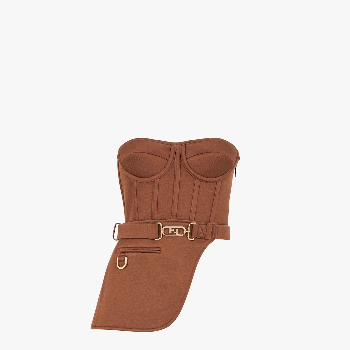 Brown jersey bustier - 1