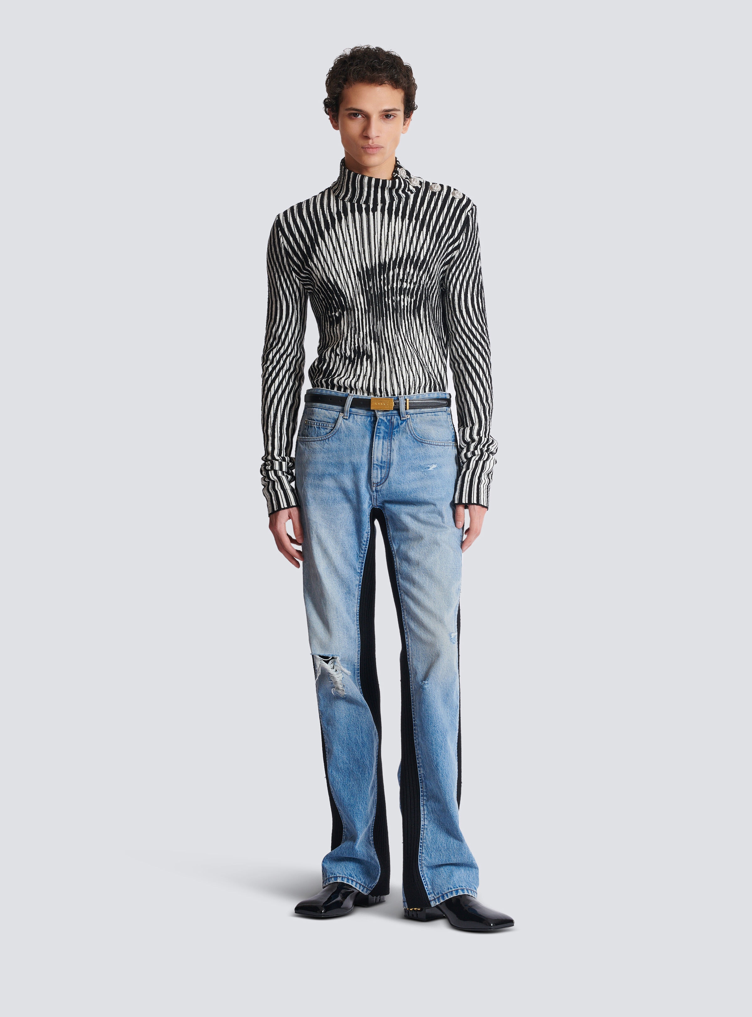 Face two-tone knit jumper - 2