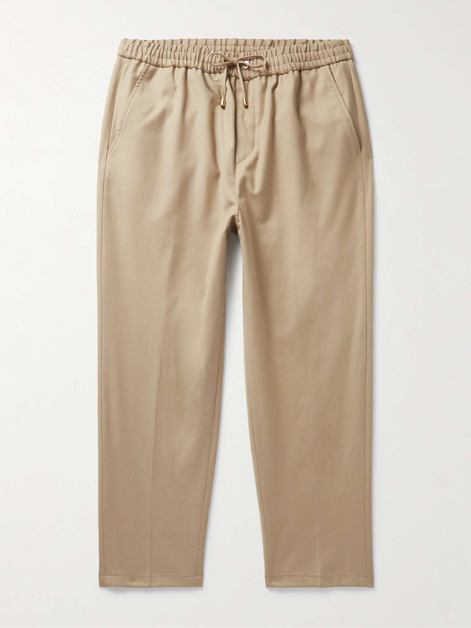 Tapered Wool-Blend Twill Drawstring Trousers - 1