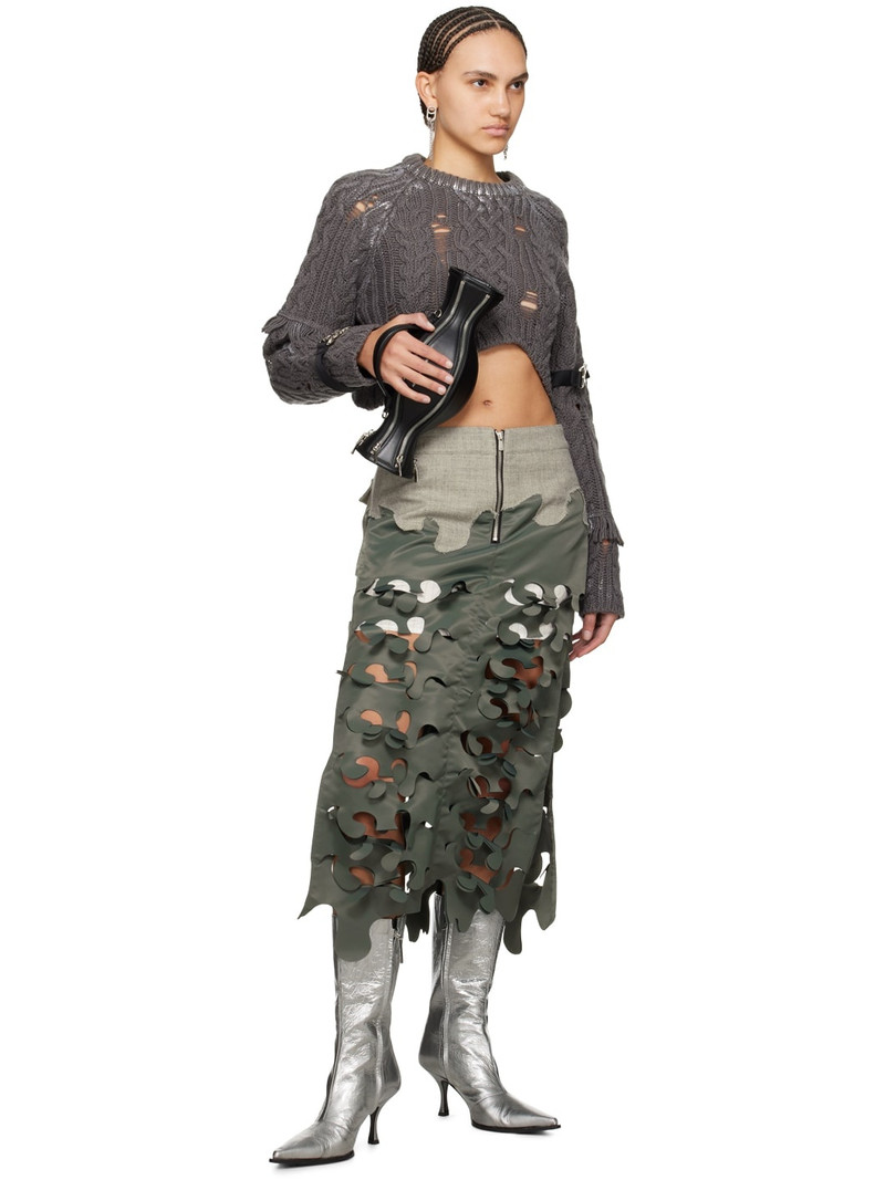 Andersson Bell Khaki Laser Cut Maxi Skirt outlook