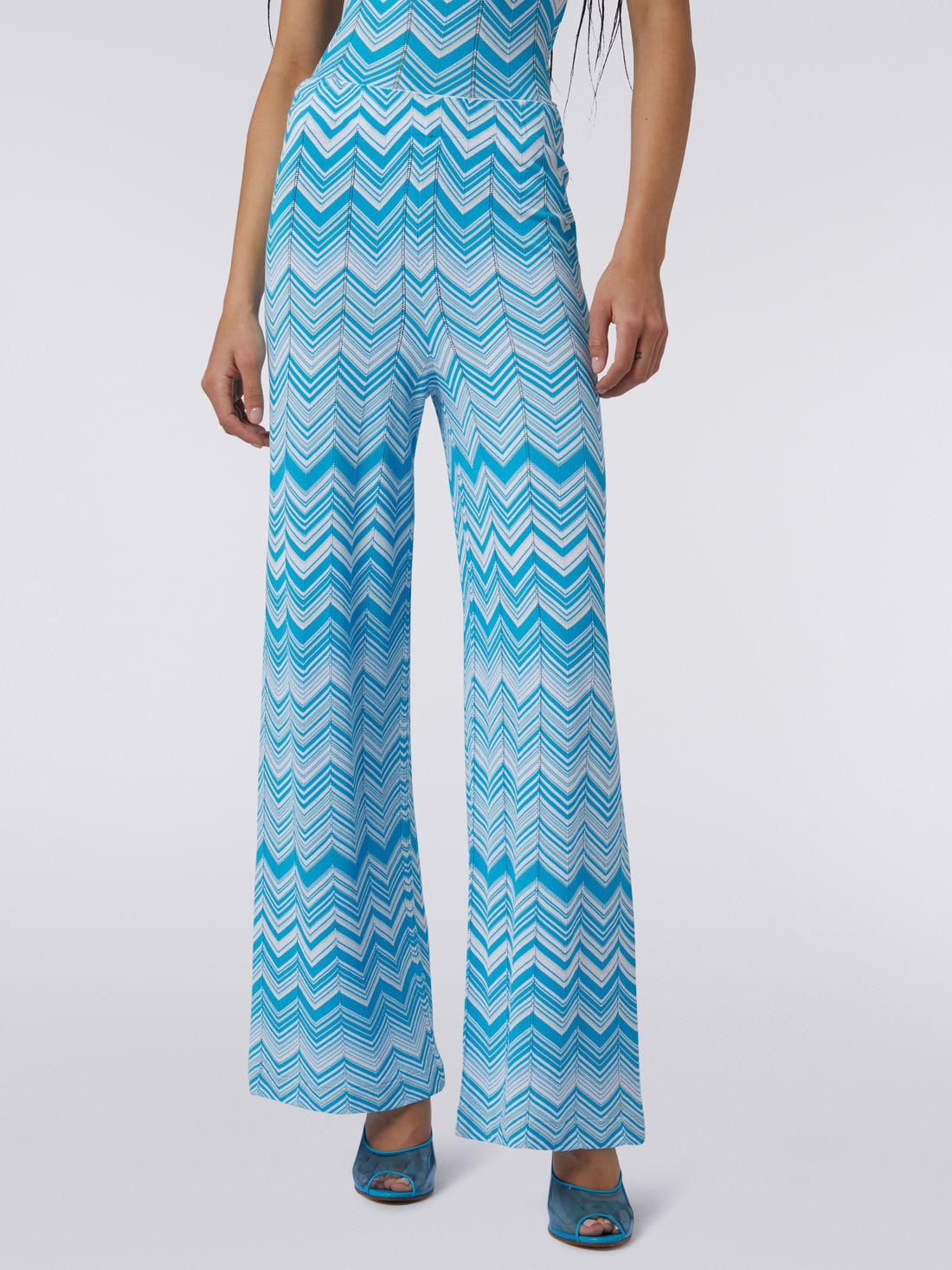 Stretch viscose blend trousers with two-tone chevron - 5