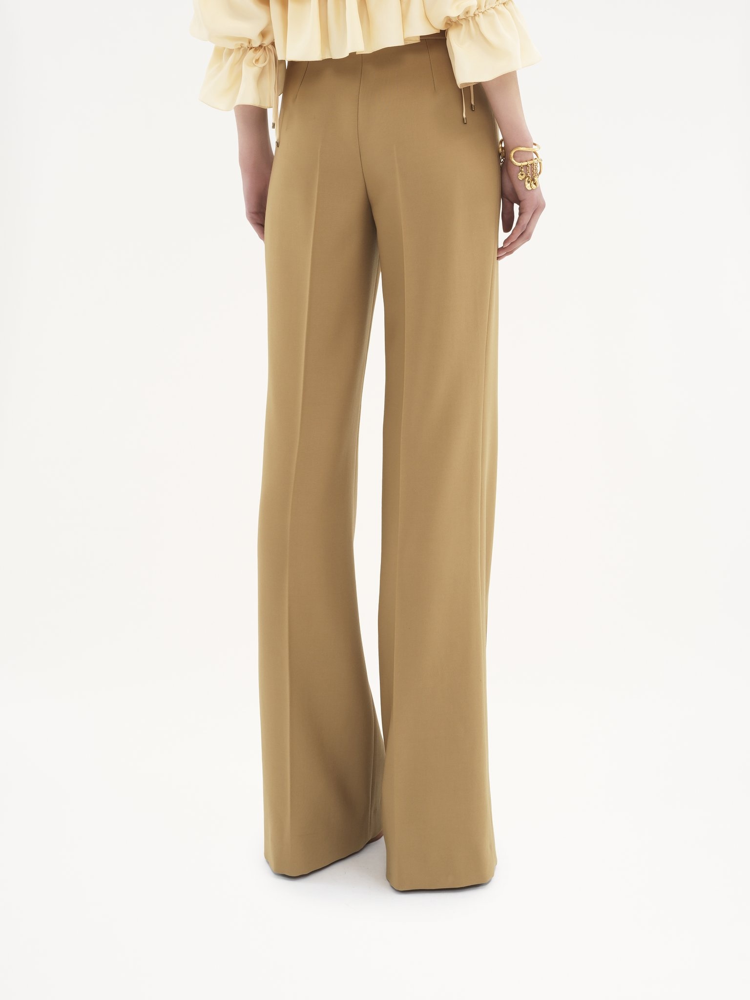 FLARED TAILORED PANTS IN WOOL GRAIN DE POUDRE - 5