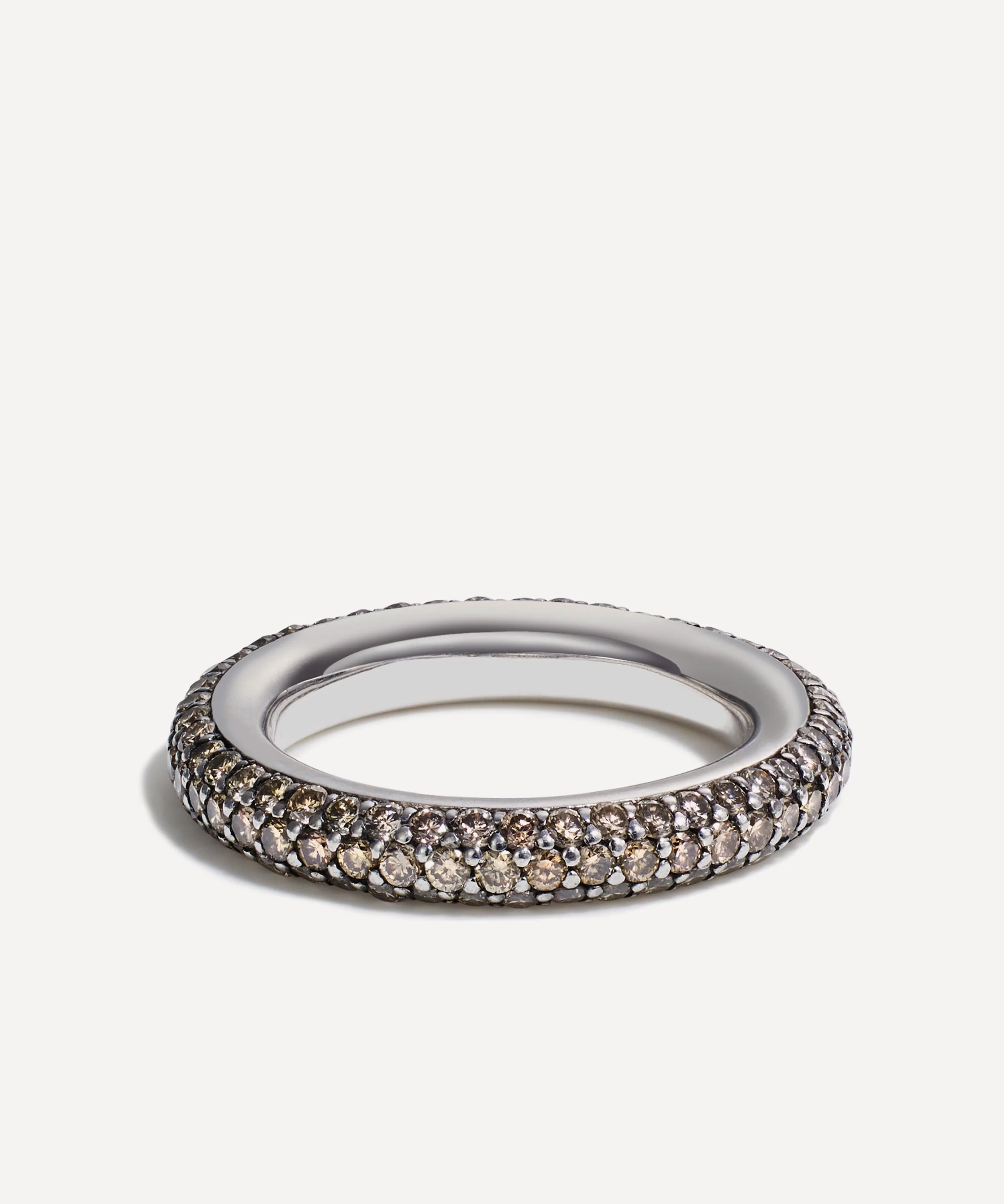 Sterling Silver Pave Champagne Diamond Ring - 1
