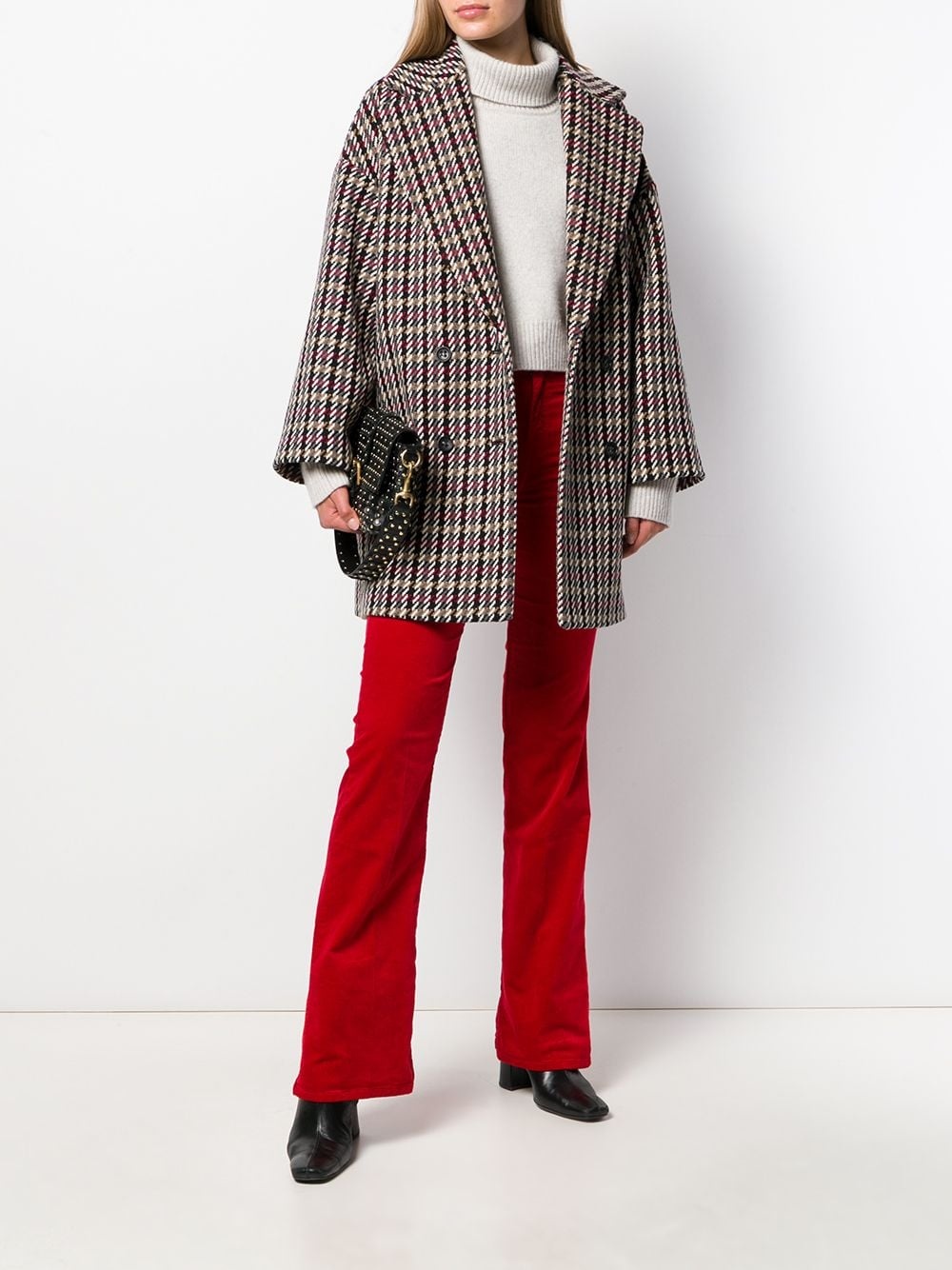 mixed check coat - 2