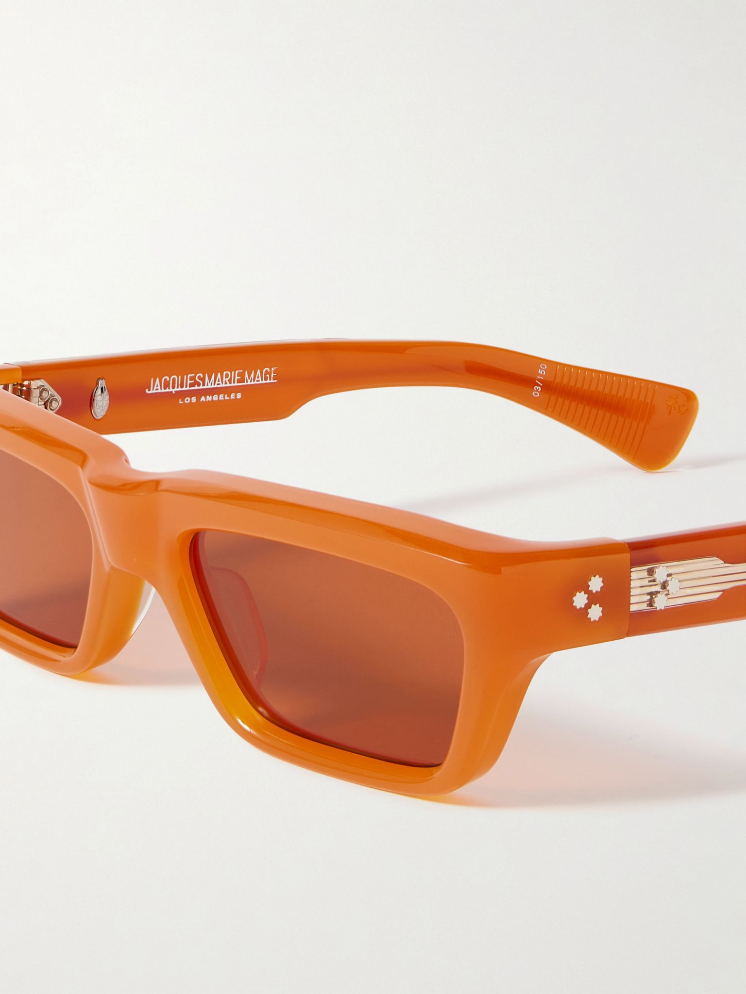 Rush Rectangular-Frame Acetate Sunglasses Orange - 3