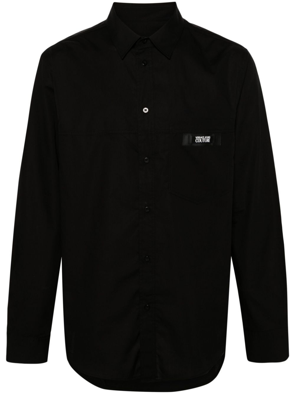 logo-patch cotton shirt - 1