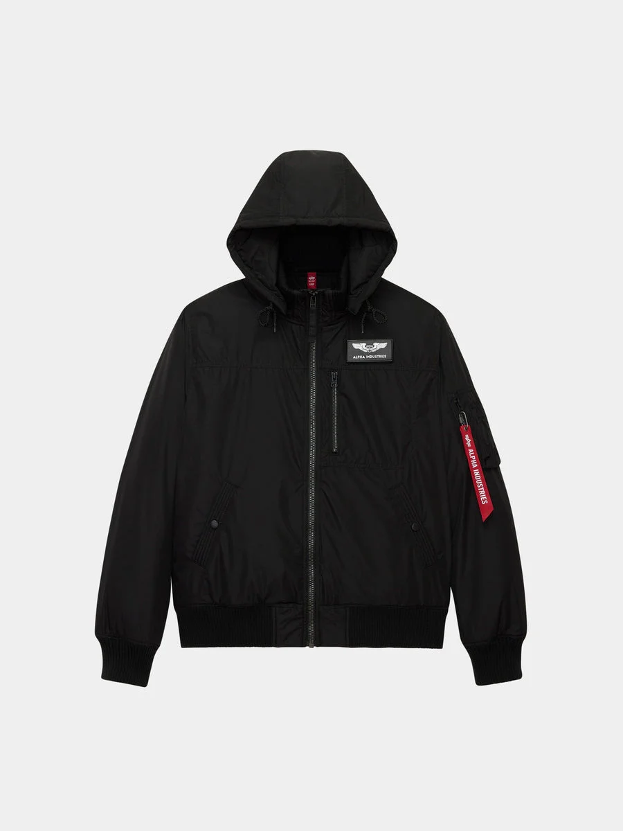 HOODED RIB FLIGHT JACKET - 1