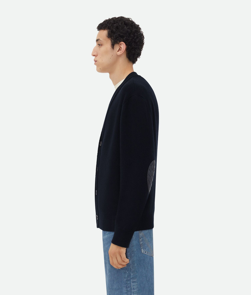 Bottega Veneta Cashmere Cardigan With Intrecciato Leather Patches outlook