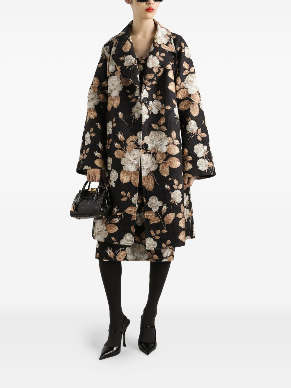 rose-print coat - 2