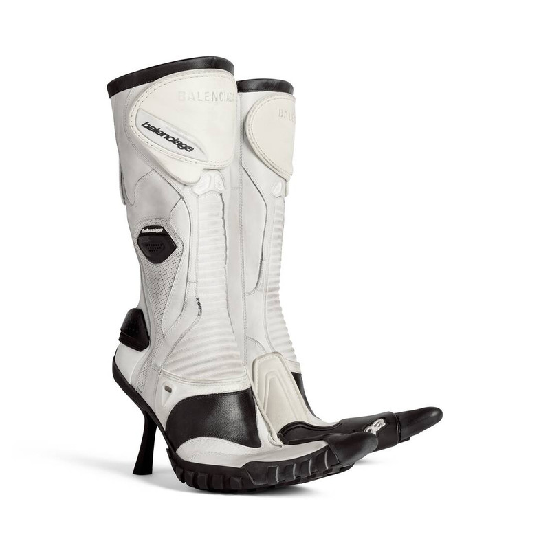 Women's Biker 90mm Bootie in White 2