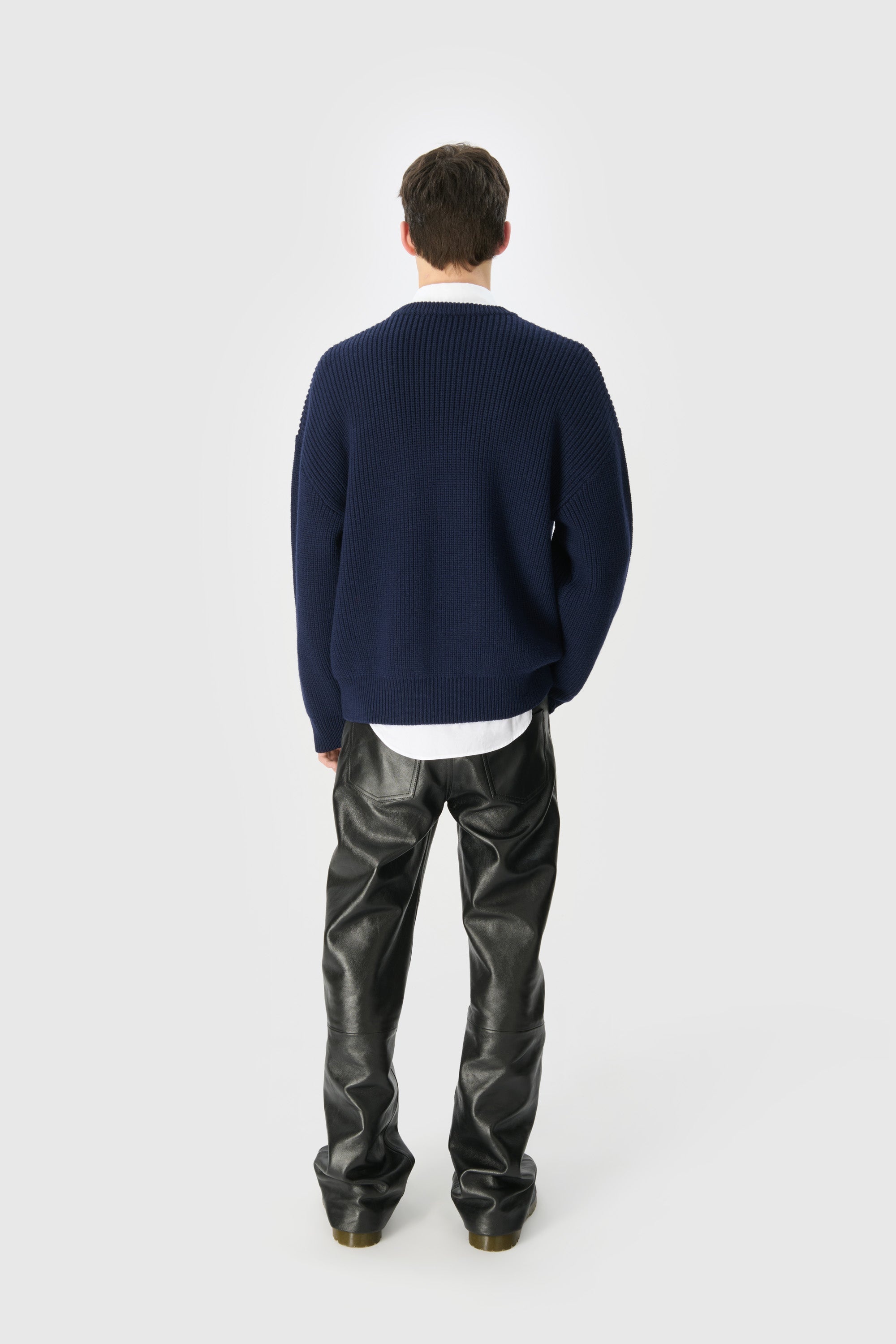 Ms Half Cardigan Knit Crewneck Sweater - 3
