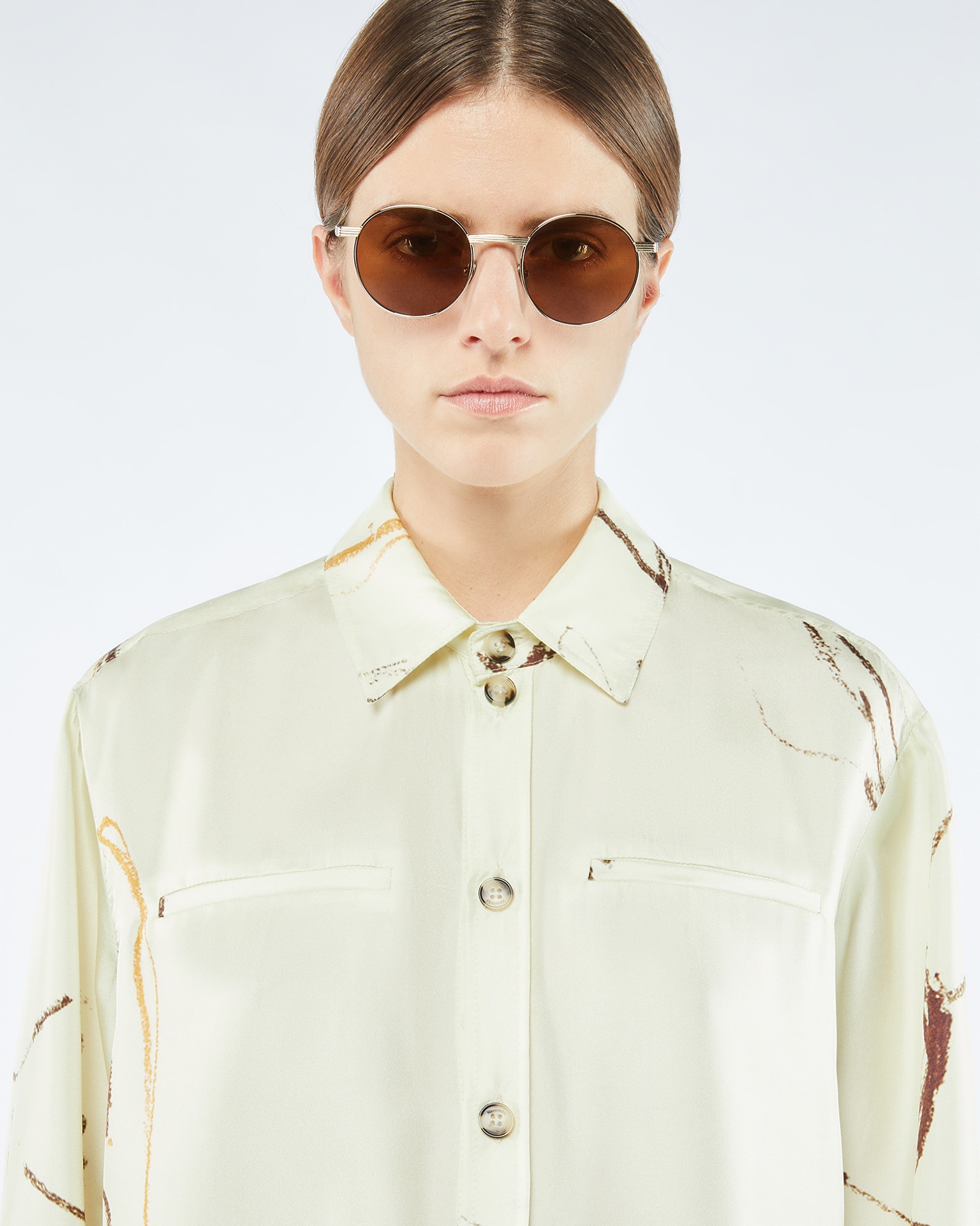 SABRIN - Printed twill silk shirt - Line drawing - 5