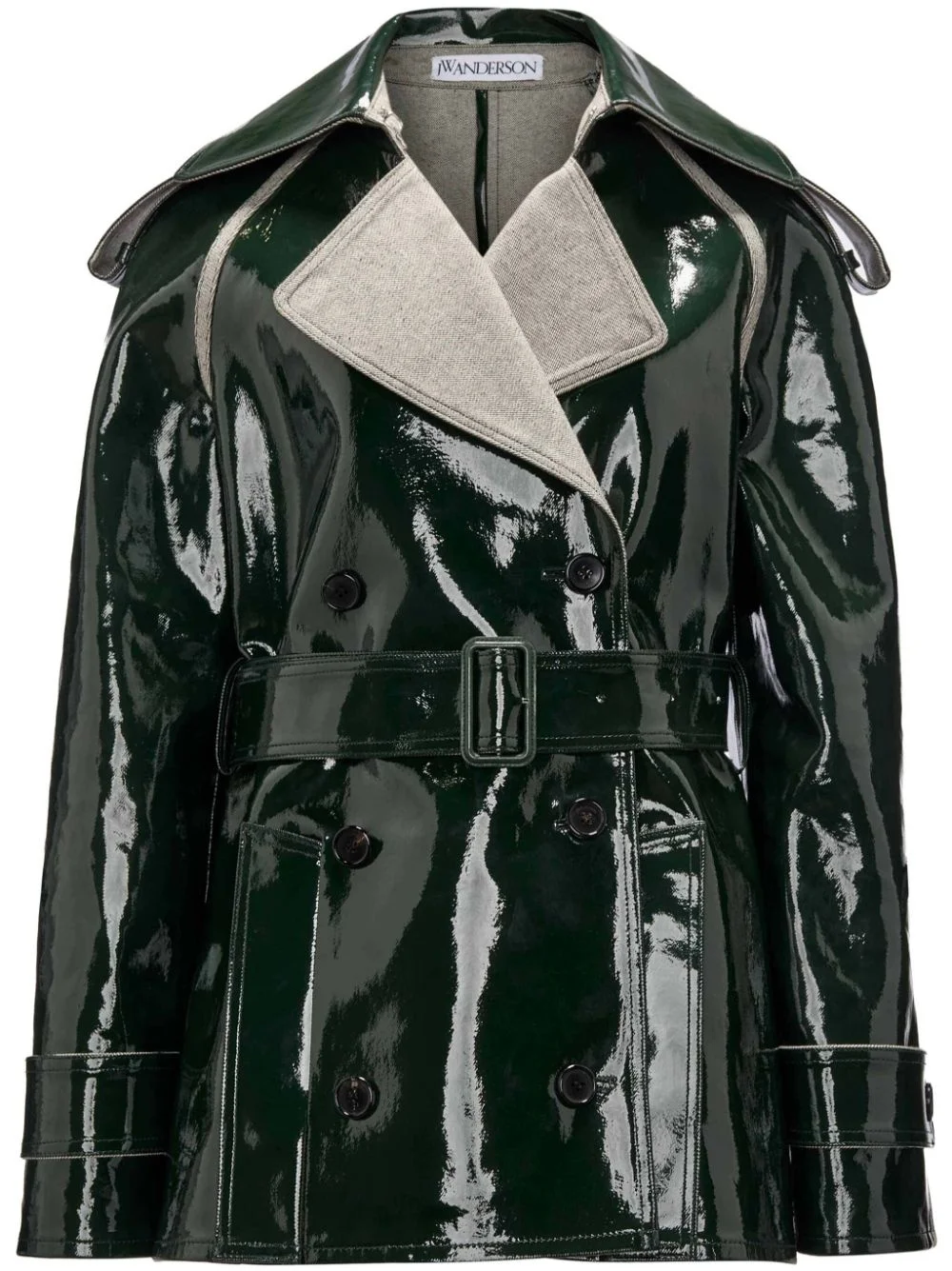 glossy-finish cotton biker jacket - 1