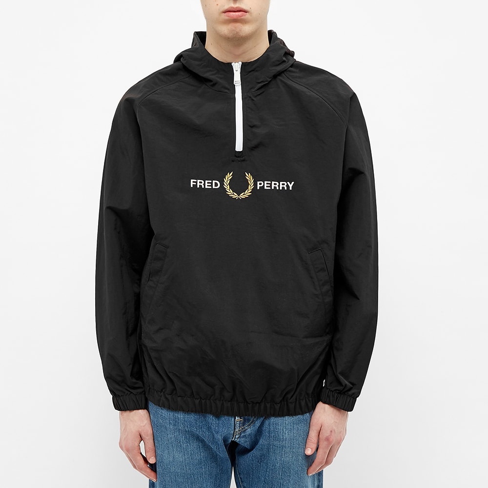 Fred Perry Authentic Embroidered Logo Quarter Zip Popover Hooded Jacket - 4