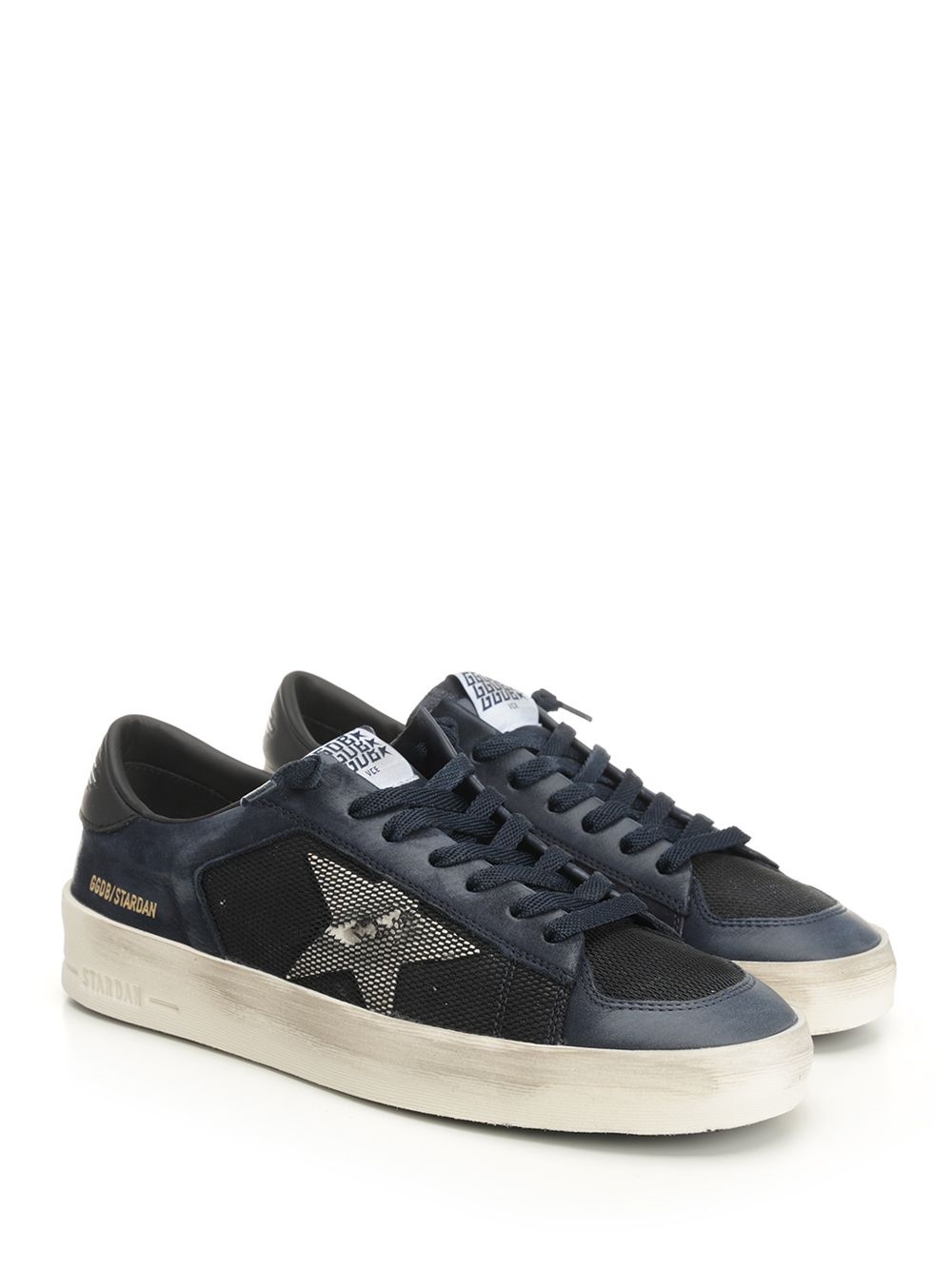 Stardan Suede Leather And Mesh Upper Leather Toe Tongue Heel And Star Sneakers Blue - 2